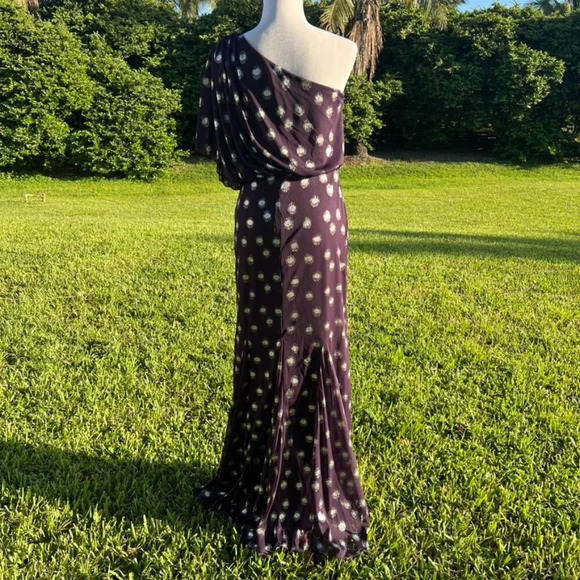 Adrianna Papell Formal Evening Gown One Shoulder Blouson Floor Length Size 4 - Picture 4 of 6